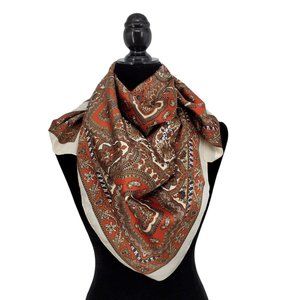 Debenhams Silky Scarf Rust Brown Multicolor Persian Paisley 34"